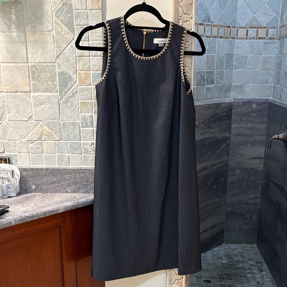 Calvin Klein denim Dress with Gold Trim